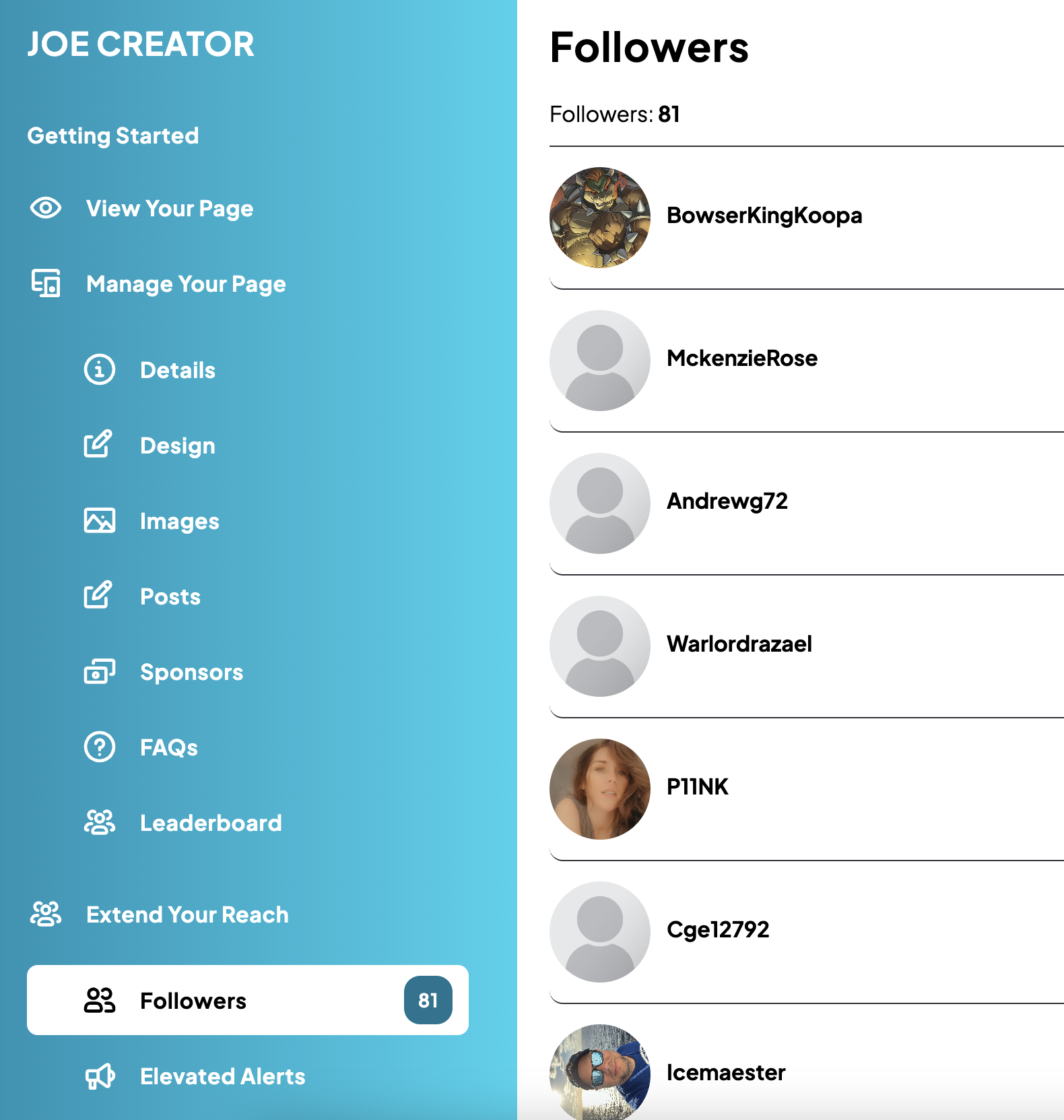 Followers List